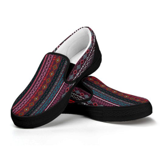 Red Boho Chic Bohemian Stripes Slip On Shoes