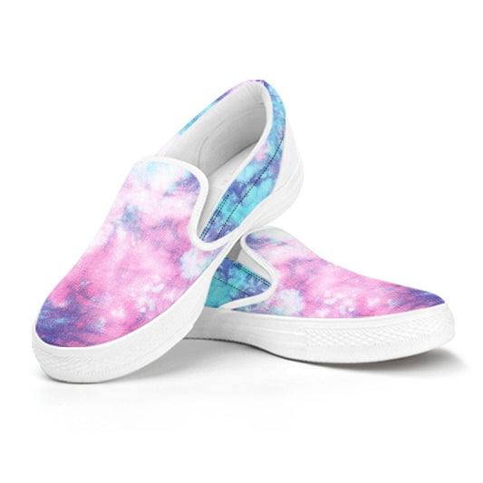 Blue & Pink Cotton Candy Tie Dye Print Slip On Shoes