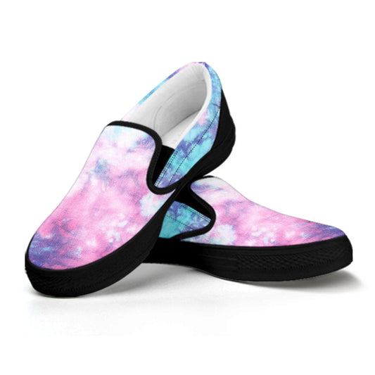 Blue & Pink Cotton Candy Tie Dye Print Slip On Shoes