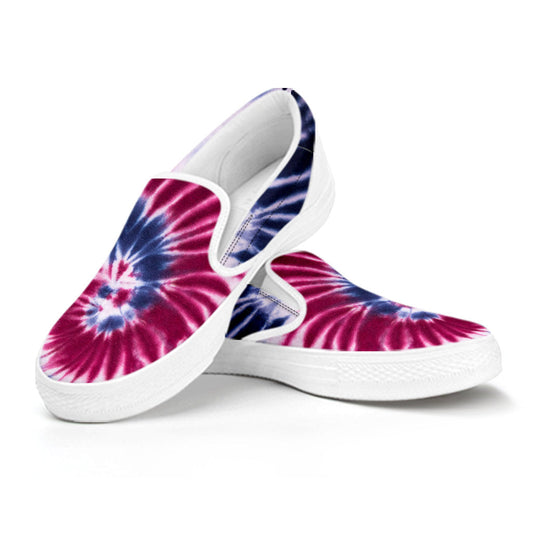 Red, White & Blue Tie Dye Print Slip On Shoes