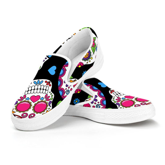 Colorful Sugar Skulls Slip On Shoes