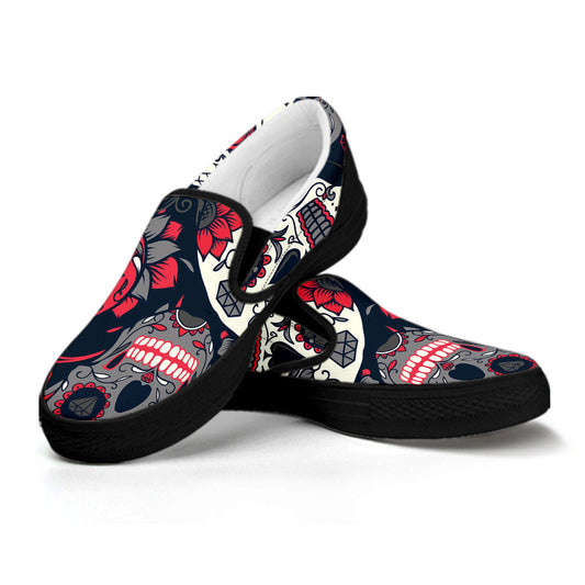 Sugar Skulls & Roses Slip On Shoes