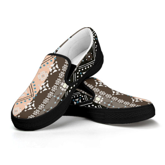 Brown Boho Chic Bohemian Ethnic Slip On Shoes