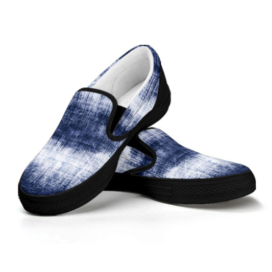 Denim Blue Abstract Slip On Shoes