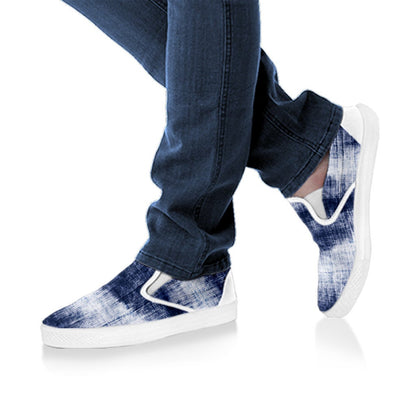 Denim Blue Abstract Slip On Shoes