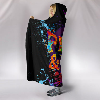 Colorful Peace & Love Abstract Art Hooded Blanket