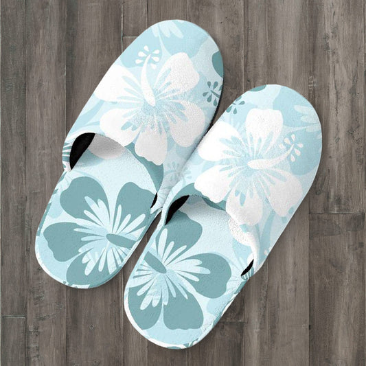 Teal Green Aloha Flowers Slippers