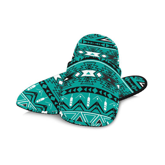 Teal green Boho Aztec Slippers