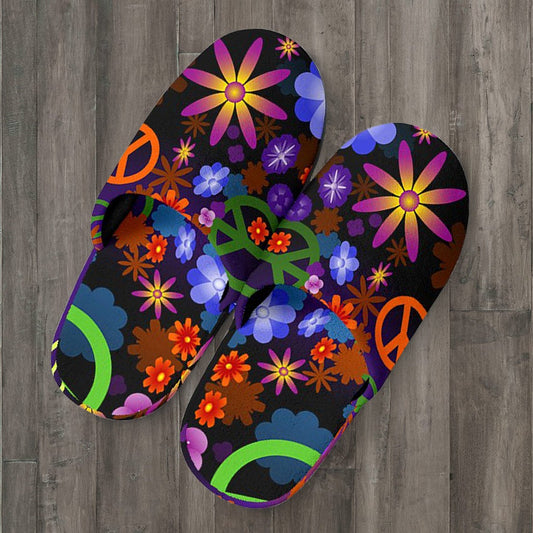 Colorful Peace Signs Slippers