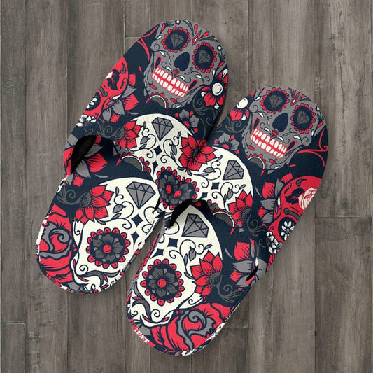 Sugar Skulls Roses Slippers