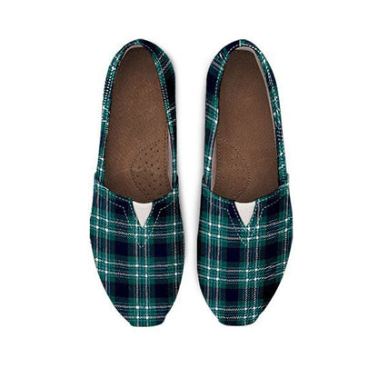 Green Plaid Casual Shoes