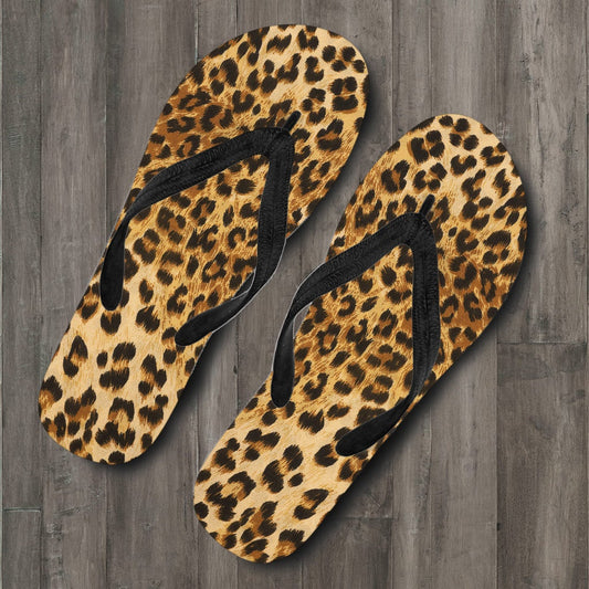 Leopard Print Flip Flops