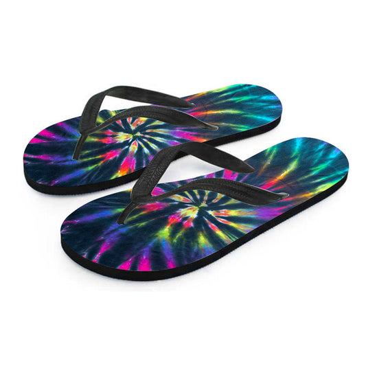 Colorful Neon Tie Dye Flip Flops