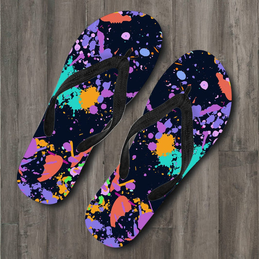 Colorful Paint Drip Abstract Art Flip Flops