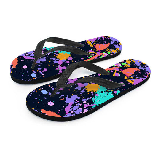 Colorful Paint Drip Abstract Art Flip Flops