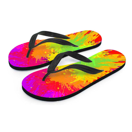 Colorful Paint Splatter Abstrcat Art Flip Flops