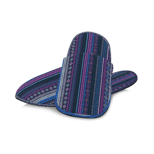 Purple Boho Stripes Decor Slippers