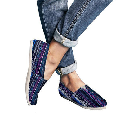 Purple Boho Stripes Decor Casual Shoes