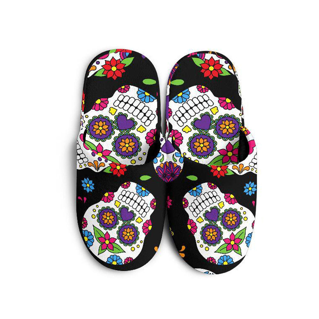 Colorful Sugar Skulls Slippers