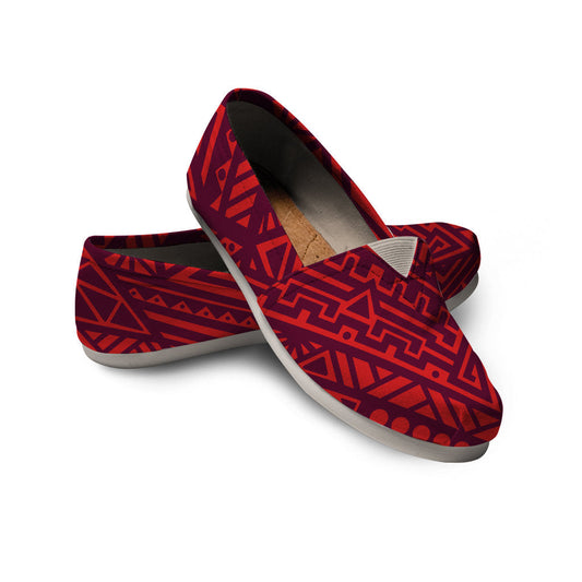 Red Tribal Polynesian Casual Shoes