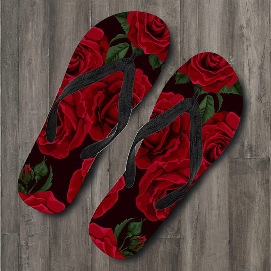 Red Roses Flip Flops