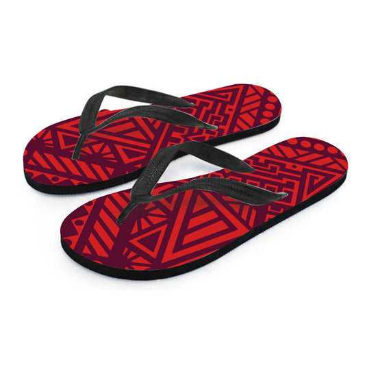 Red Tribal Polynesian Flip Flops