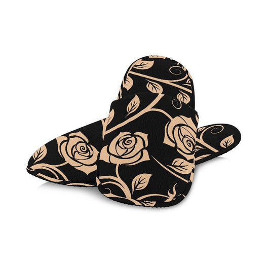 Tan Floral Decor Slippers