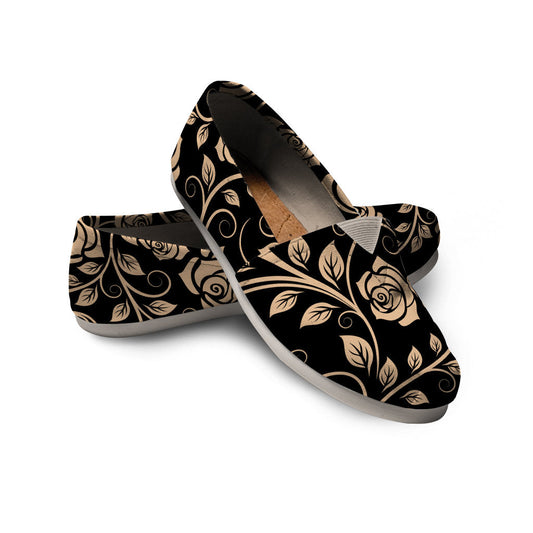 Tan Floral Decor Casual Shoes