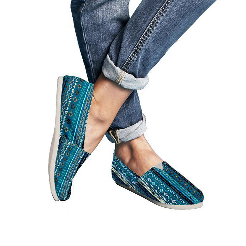 Teal Boho Stripes Decor Casual Shoes