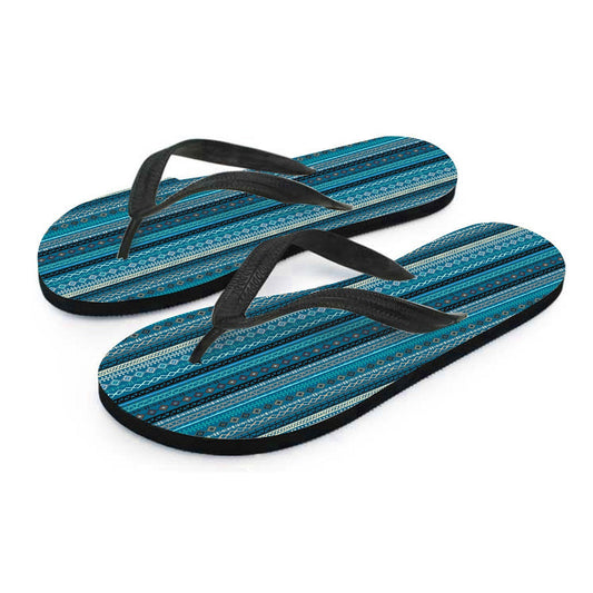 Teal Boho Stripes Flip Flops