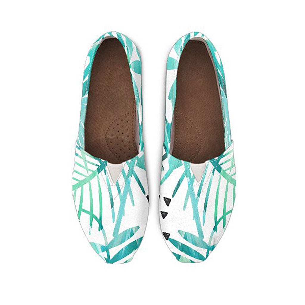 Teal Green Leaves Casual Shoes