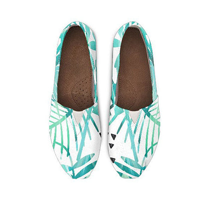 Teal Green Leaves Casual Shoes