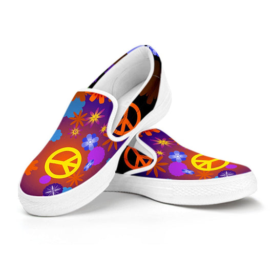 Colorful Peace Signs Hippie Slip On Shoes