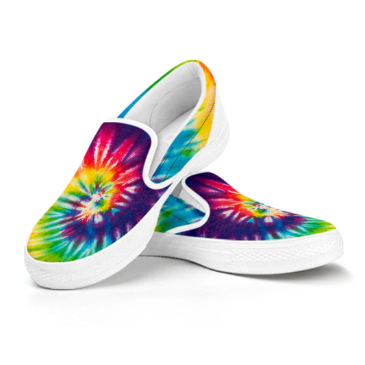 Colorful Tie Dye Spiral Print Slip On Shoes