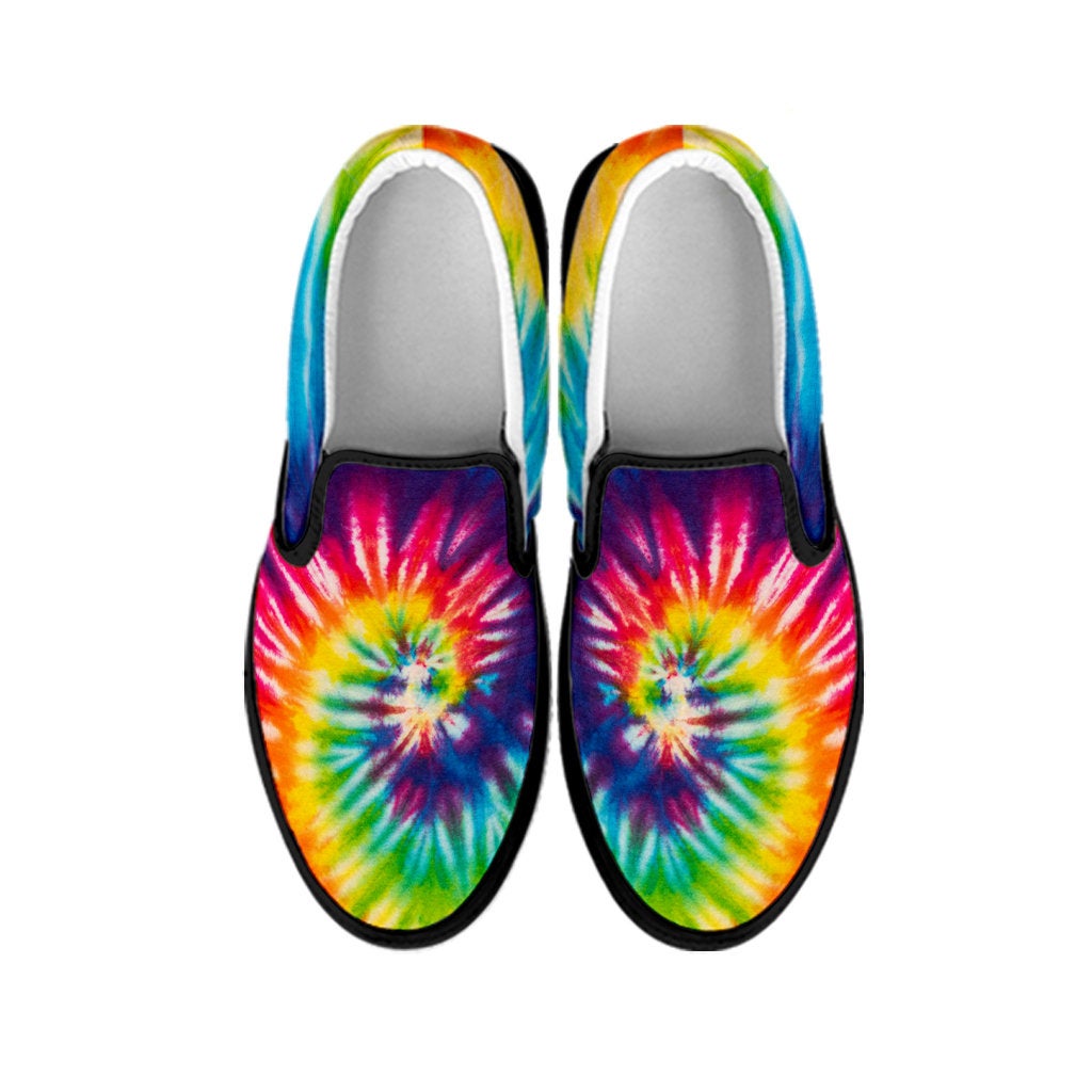Colorful Tie Dye Spiral Print Slip On Shoes