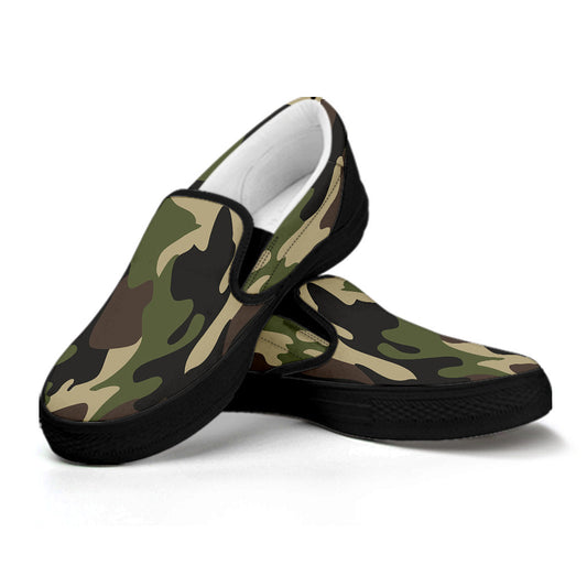 Army Green Camouflage Slip On Shoes