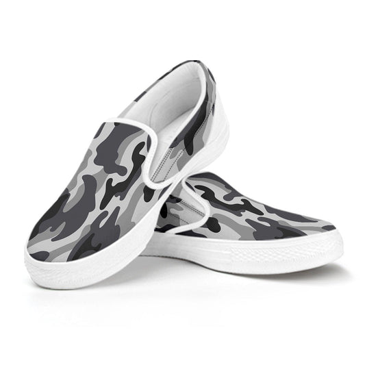 Grey Camouflage Slip On Shoes