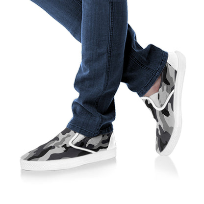 Grey Camouflage Slip On Shoes