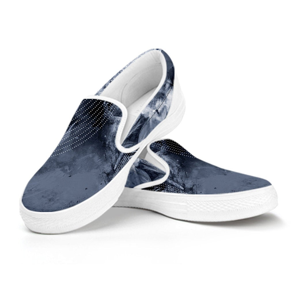 Grey Feathers Abstract Slip On Shoes