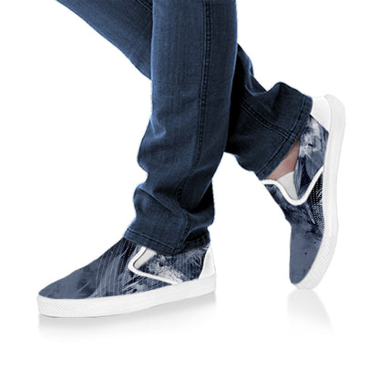 Grey Feathers Abstract Slip On Shoes