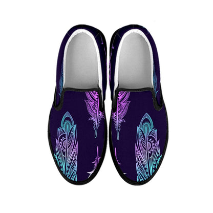 Neon Pink Feathers Slip On Shoes