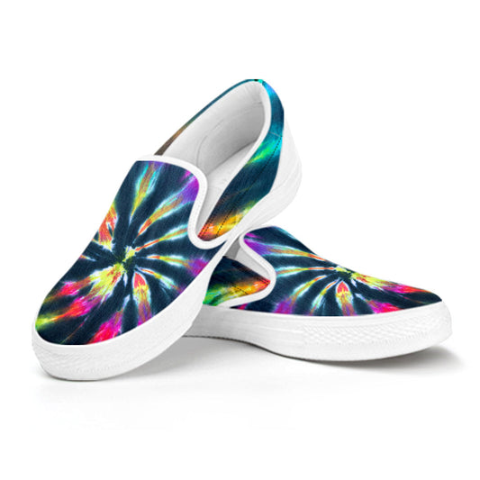 Colorful neon Tie Dye Print Slip On Shoes