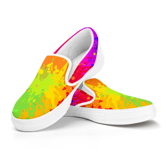 Colorful Paint Splatter Abstract Art Slip On Shoes