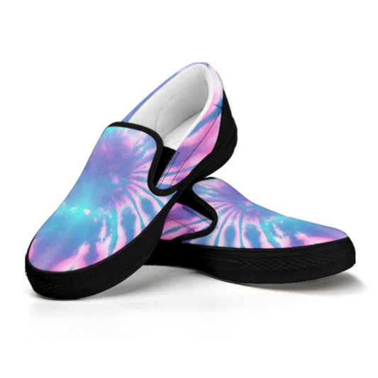 Pink & Blue Tie Dye Print Slip On Shoes