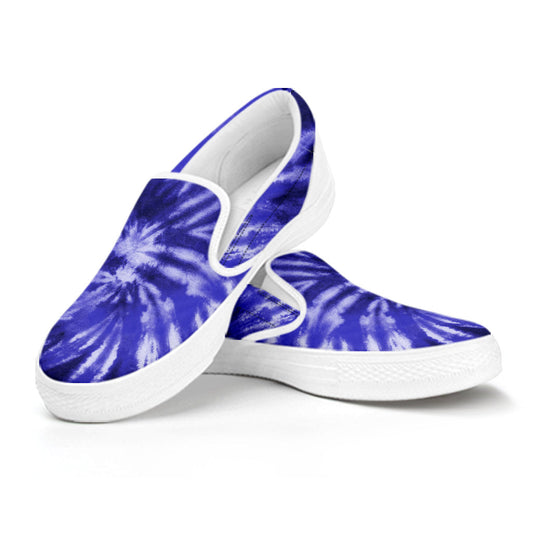 Royal Blue Tie Dye Print Slip On Shoes