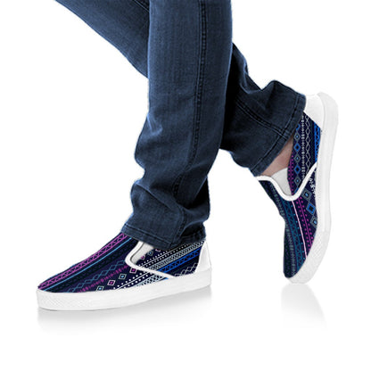 Purple Boho Chic Bohemian Stripes Slip On Shoes CL