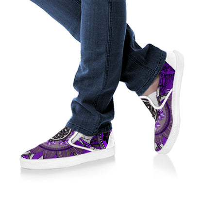 Purple Floral Mandalas Slip On Shoes