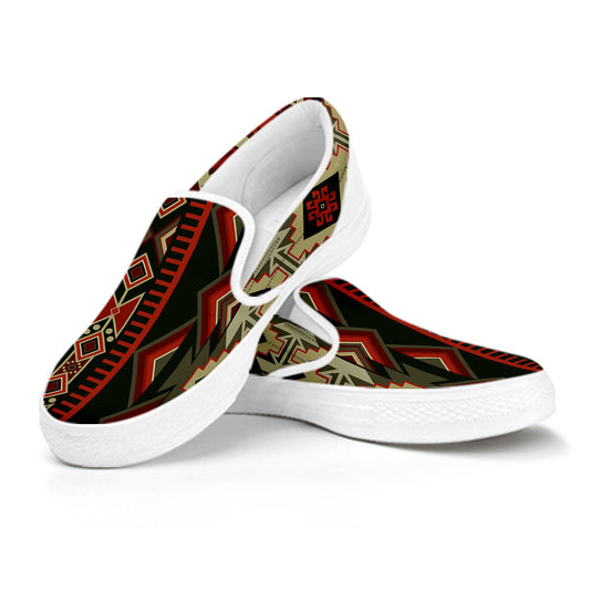 Red & Brown boho Chic Bohemian Aztec Slip On Shoes