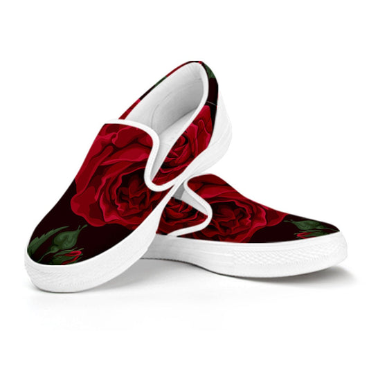 Red Roses Slip On Shoes