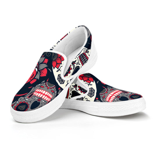 Sugar Skulls & Roses Slip On Shoes